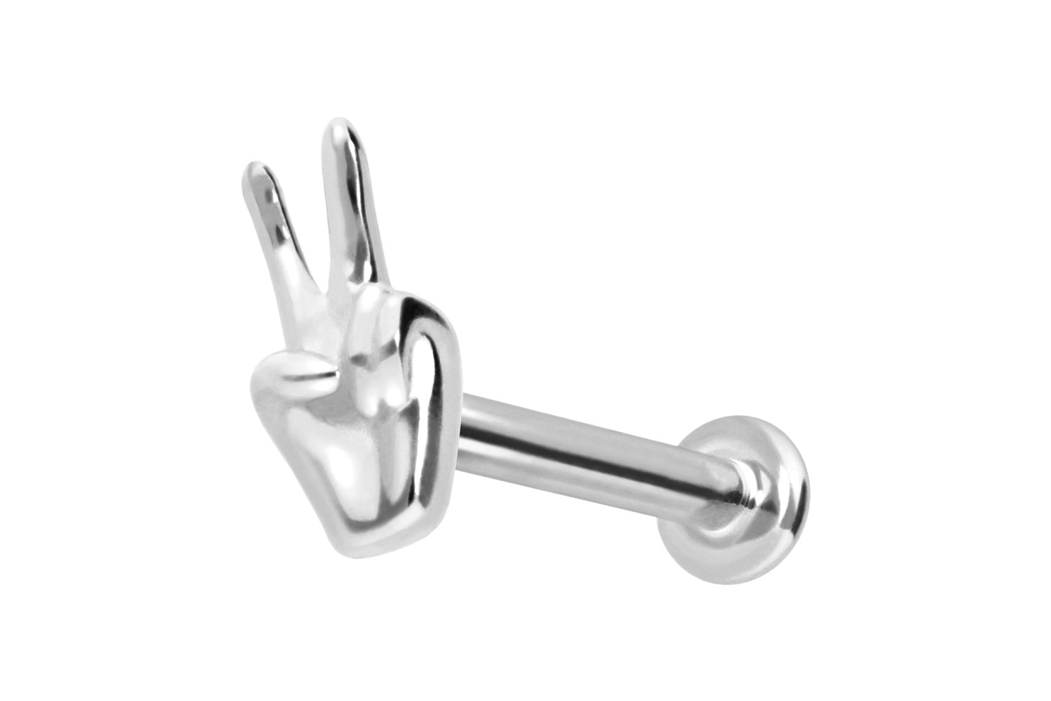 14 Karat Gold Labret Piercing mit Push Fit PEACE-ZEICHEN